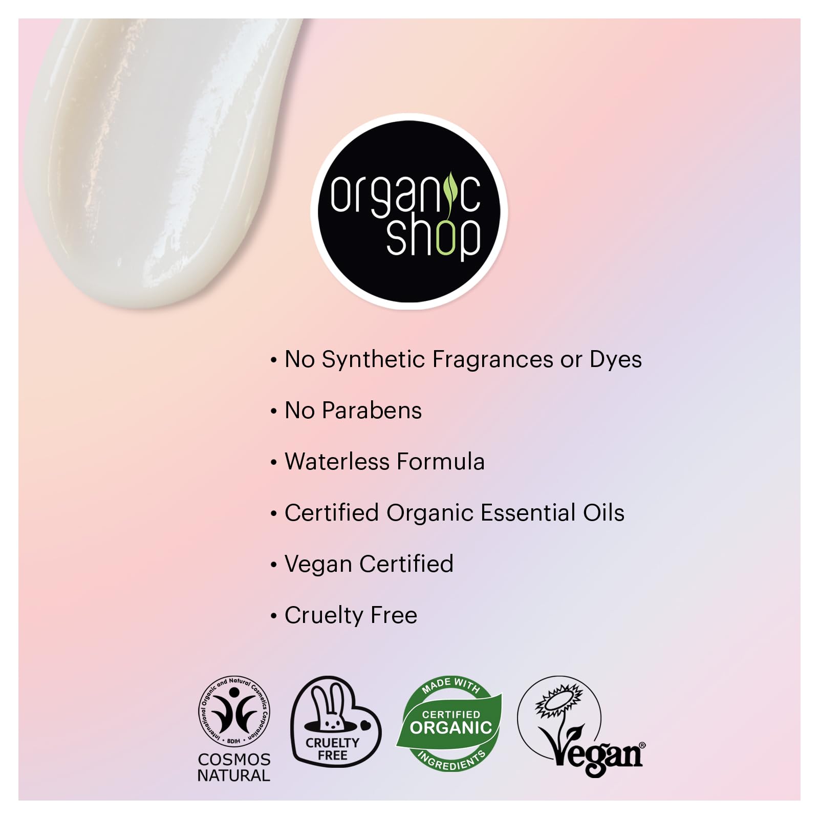 Organic Shop Jojoba Oil, Lotus & Rose Extract, Ultra Softening & Hydrating Body Cream, 100% Vegan & Organic, Daily Moisturizer, Body, Face & Hand Natural Lotion, Intensive Care Hydration. 150ml