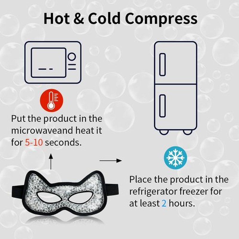 CONBELLA Cooling & Heating Eye Mask - Hot/Cold Use for Puffy Eyes, Headaches, Migraines, Sinus & Dark Circles (2 Packs Black)