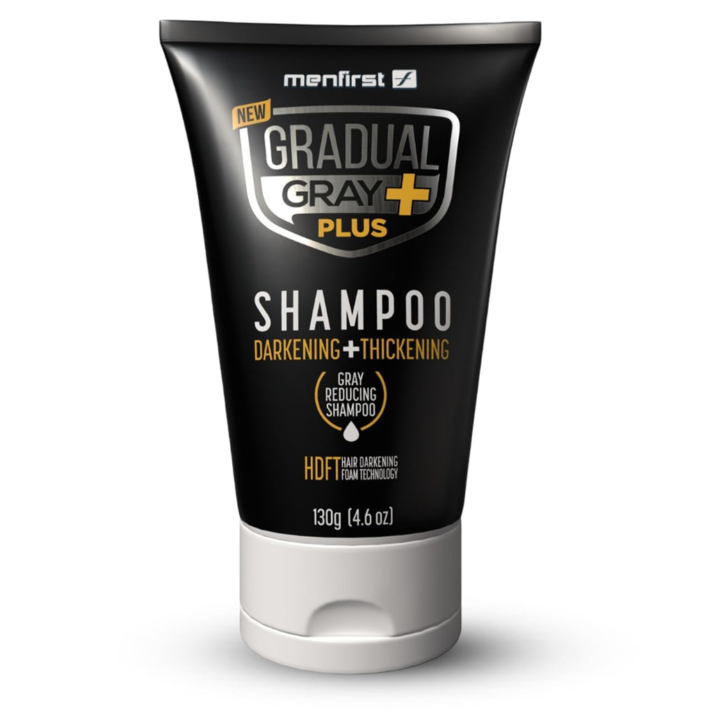 MENFIRST Gradual Gray PLUS Hair Dye Shampoo for Men - Gradual Gray Darkening Shampoo - Grey Reducing Mens Shampoo with 2X Pigment - Just 3 Min Application - 4.6 oz