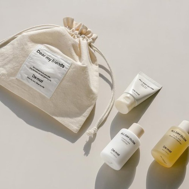 De:maf Welcome Kit Cleansing Set – Gentle Cleansing Trio with Travel Pouch | Olive Oil, Milk, and Rice Foam Cleansers for All Skin Types