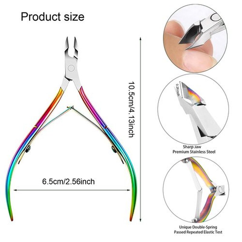 Cuticle Trimmer with Cuticle Pusher and Cutter,Cuticle Remover Nippers Professional Stainless Steel Cutter Clippers,Pedicure Manicure Tools for Fingernails Toenails