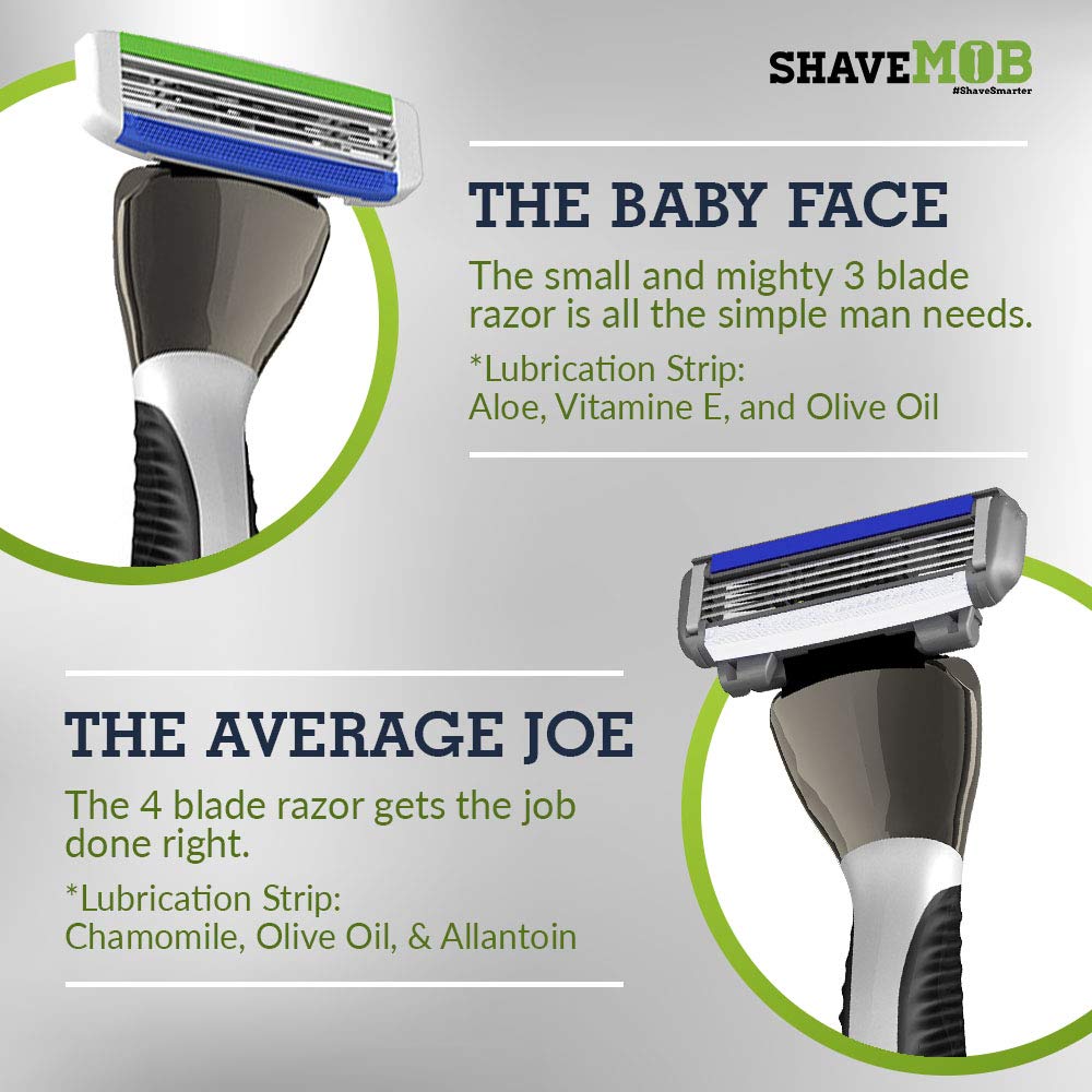 ShaveMOB 6-Blade Men's Razor Kit (Flex Head Handle 12 Refills) (No Trimmer) - The Caveman Shaving Kit