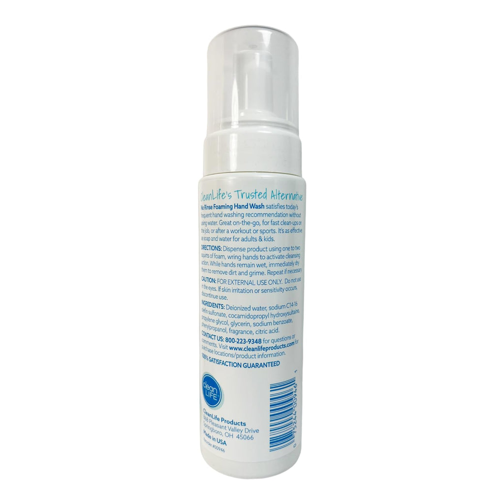 No-Rinse Foaming Hand Wash, 8 fl oz: Waterless, Rinse Free Foam Cleanser Leaves Hands Clean and Moisturized - Cleansing Foam Providing Easy Wipe Off for Elderly, Adults, Camping
