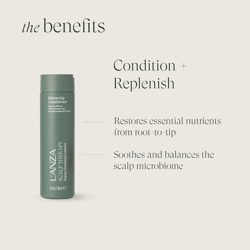L'ANZA Scalp Therapy Balancing Conditioner - Soothes Oily Hair & Sensitive Scalps | Moisturizing, Color Safe, 10.1 Fl Oz