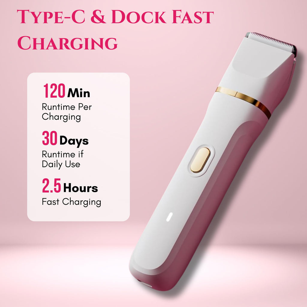 Paradise Bliss Quality 5-in-1 Bikini Trimmer Electric Razors with USB Cord, Excellent Facial Hair Elimination, Wet/Dry Body Shaver for Nose, Eyebrows, Beard, Leg, and Arm, IPX7 Waterproof (White)