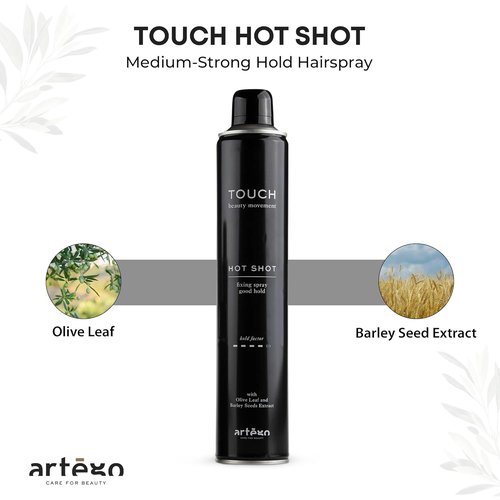 Artègo TOUCH Hot Shot Hairspray - Medium to Strong Hold Finishing Spray | 16.9 fl oz for Frizz-Free Styles