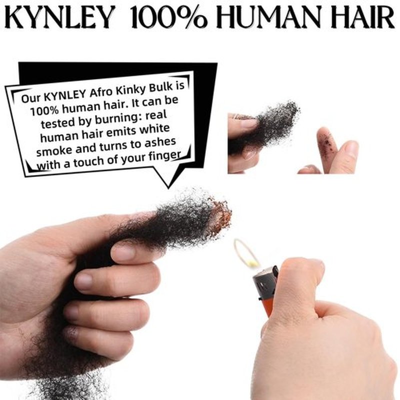 Afro Kinkys Bulk Human Hair, 10-Inch Afro Kinky-Curly Human Hair Bulk for Twists, Dreadlocks Extensions, Repair Locs, Natural Black 3 Pack (1B, 10inch)