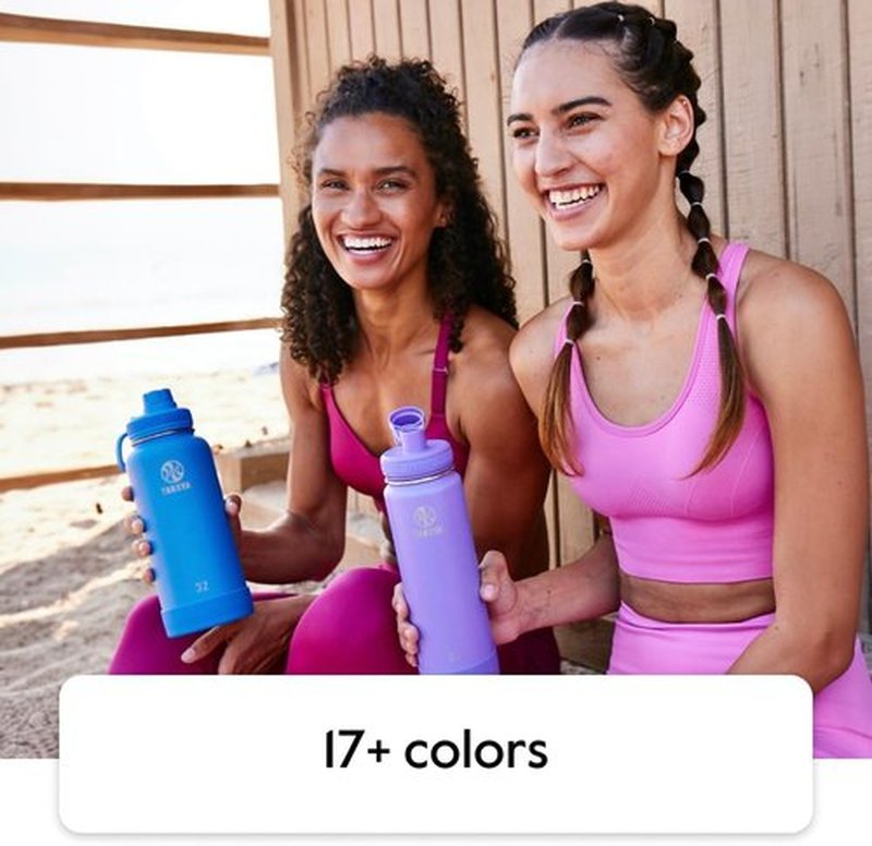 Takeya Actives Stainless Steel Water Bottle - Insulated, Leakproof, Keeps Drinks Cold 24 Hrs | 24 oz Bluestone