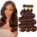 #4 Brown Bundles Human Hair Chocolate Brown Body Wave 3 Bundles 16 18 20 inch Real Color #4 Body Wave Human Hair Extensions 150g Dark Brown Bundles