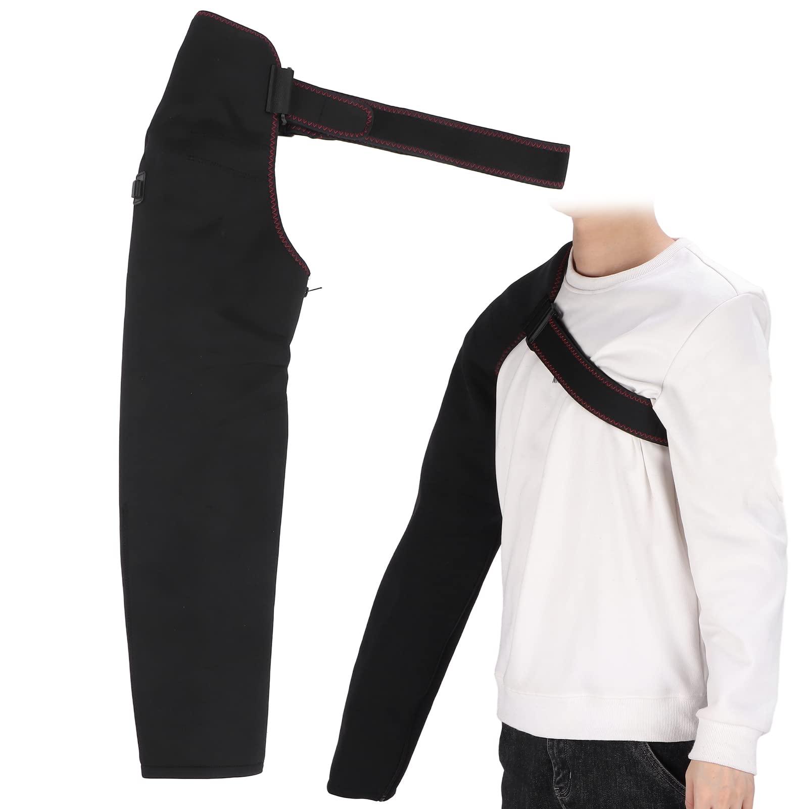 Heating Full Arm Wrap Brace, Electric Shoulder Massage Brace Shoulder, Massage Heated Braces for Left Right Shoulder 3 Gears Adjustable Compression Sleeve Wrap