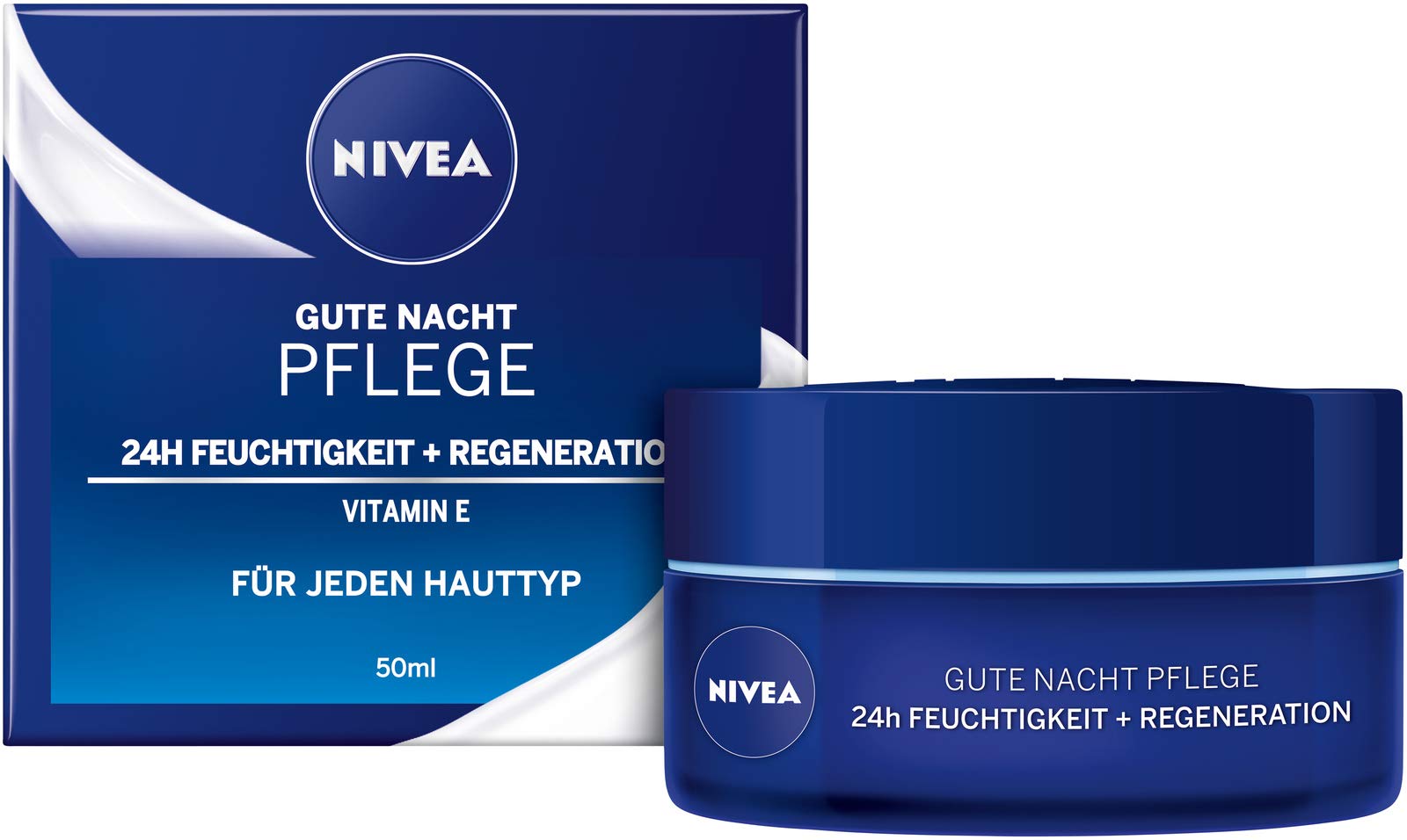 NIVEA Nourishing Night Face Cream Bundle of 2 – 24H Moisture Care with Vitamin E and Pro-Vitamin B5, Rich Overnight Hydration Formula, 2 x 50 ml