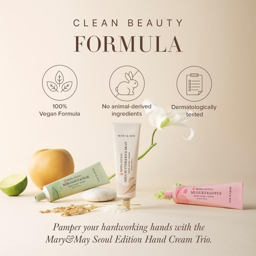 Mary&May SEOUL EDITION Bergamot & Pear Refreshing Hand Cream - Korean Moisturizing Vegan Hand Moisturizer - Refreshing Citrus Scent - Non Greasy Light Gel Cream Texture, 1.69oz.