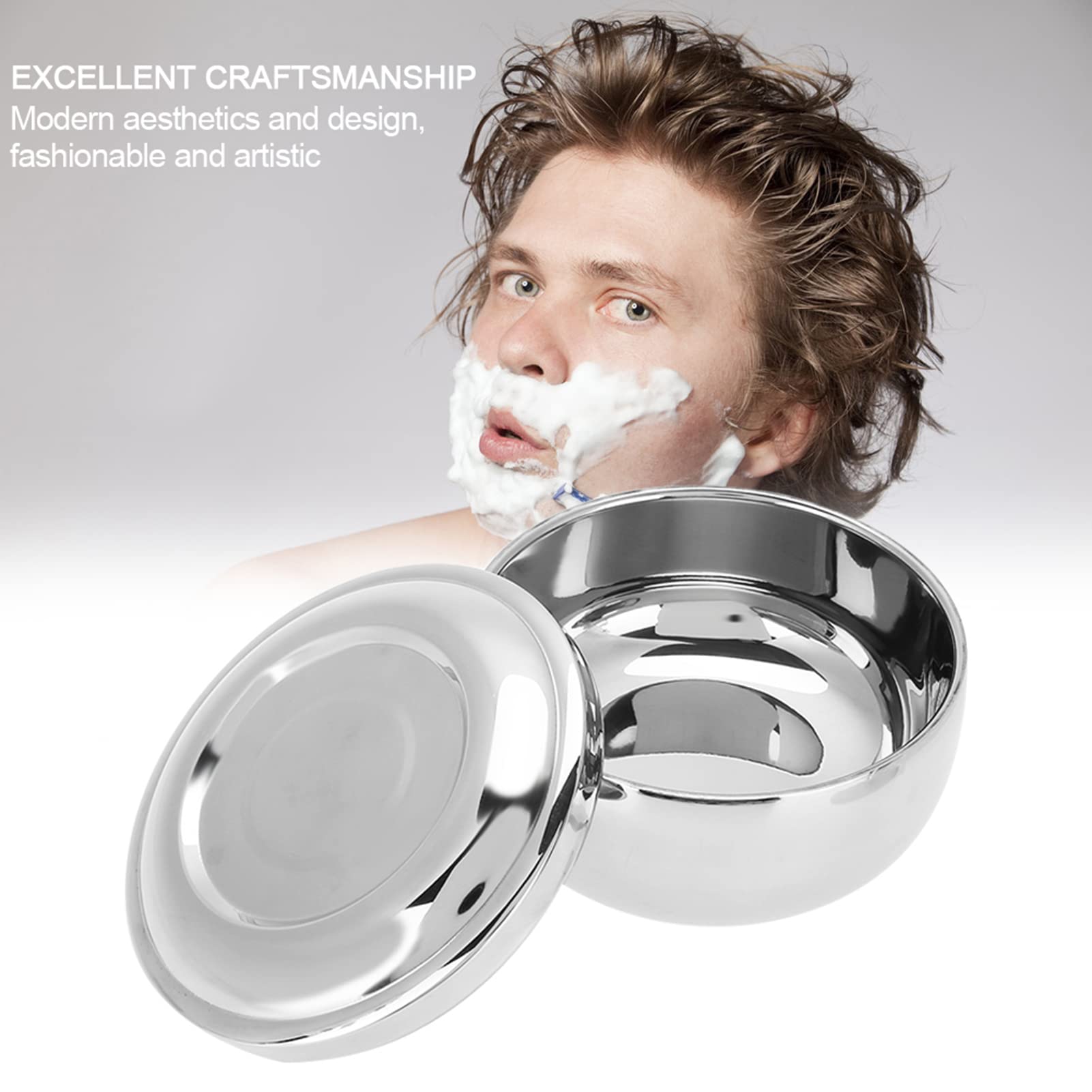 Semme Shaving Bowl For Men, Men Stainless Steel Shaving Soap Bowl with Lid,Shaving Soap Bowl,Shaving Mug Container,Easier to Lather,Fits Most Soaps