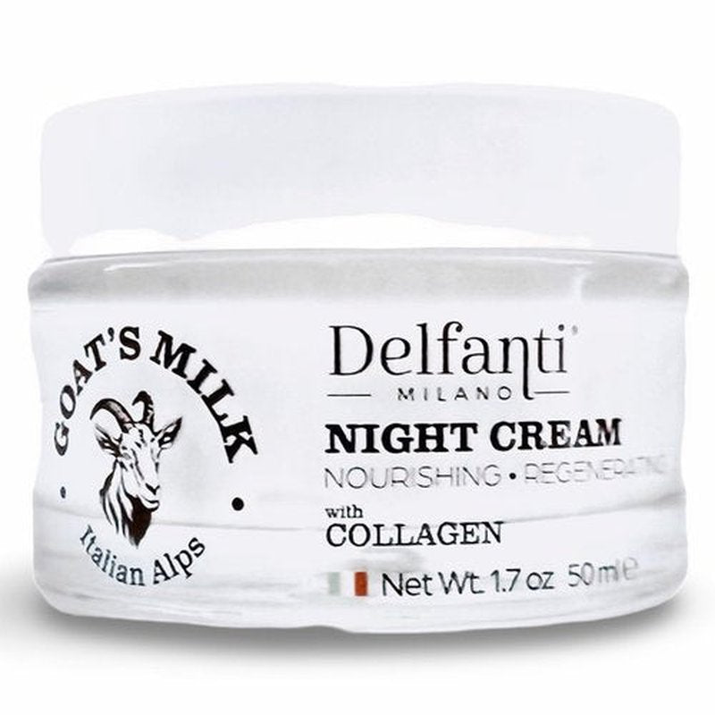 Delfanti-Milano • GOAT'S MILK with COLLAGEN Nourishing and Regenerating NIGHT CREAM • Face and Neck Moisturizer • Made in Italy