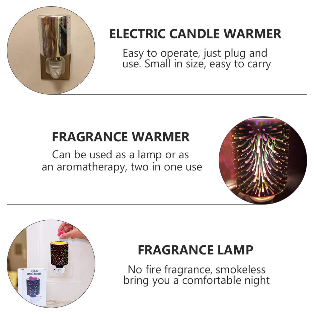 Uonlytech Electric Wax Melt Warmer Plug-in Glass Fragrance Warmer Oil Burner Scent Wax Tart Warmer Lamp Night Light for Spa Wedding Home Decor