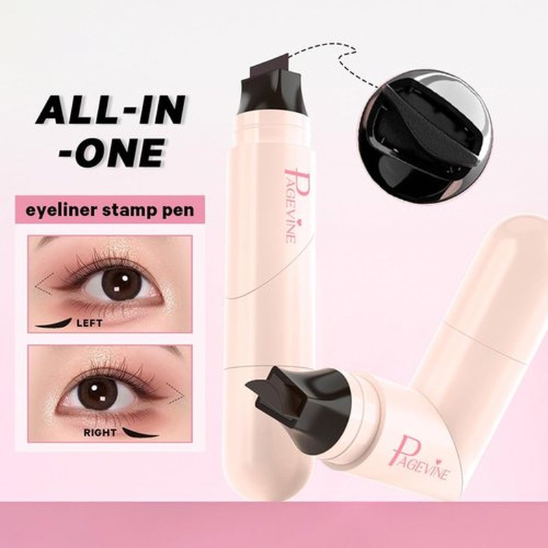 Foldable Eyeliner Stamp Pen - Dual-Ended Wing Stamps for Perfect Cat Eye | Waterproof, Smudge-Proof, Long-Lasting Black