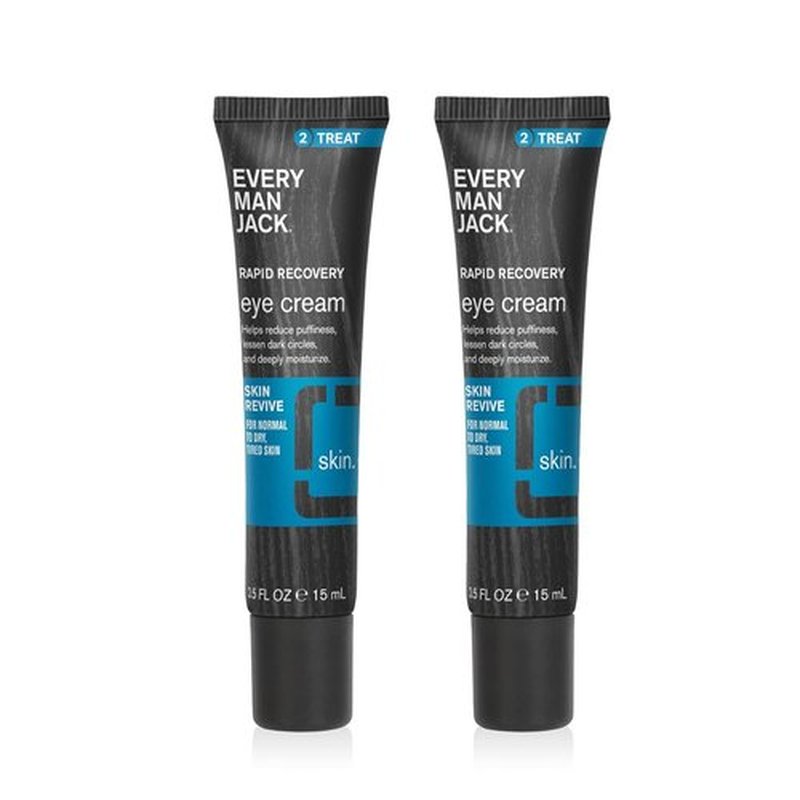 Every Man Jack Rapid Restoring Eye Cream - Revitalize Tired Skin | Reduces Dark Circles & Puffiness | 0.5oz Twin Pack