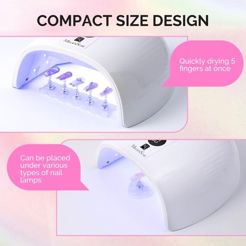 MelodySusie Nail Stand for Press Ons, 3 PCS Shiny Magnetic Bases Sets for Practice Painting Display with Brush Holder and 100 Pcs Reusable Double-Sided Tape for Home DIY Salon Supplies
