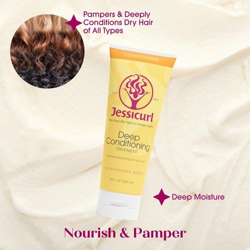 Jessicurl Deep Conditioning Treatment - Fragrance-Free 8 Fl Oz | Nourishing Anti-Frizz Hair Mask for Curly Hair