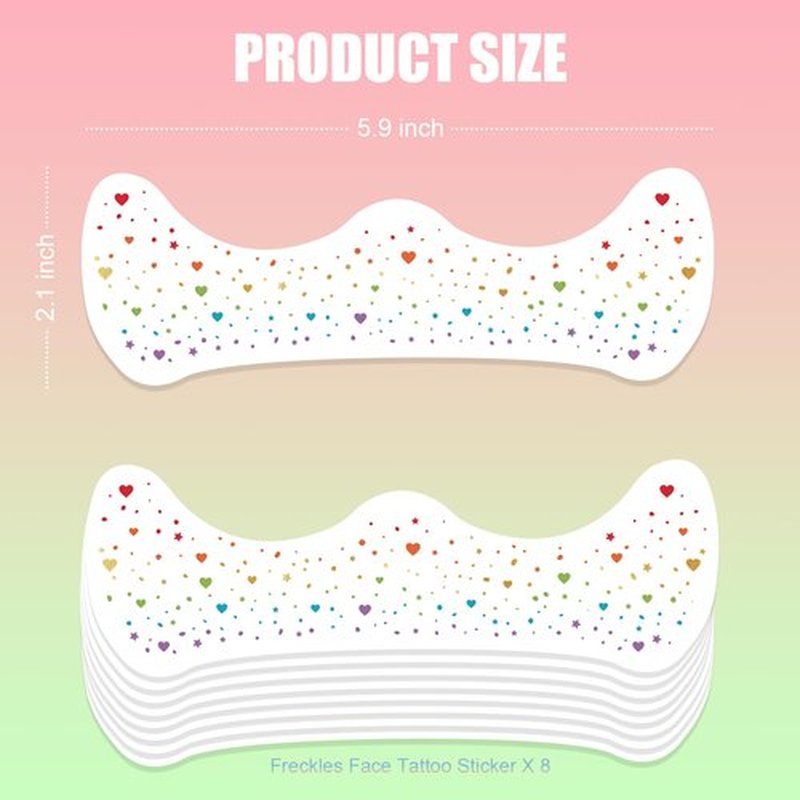 Ovasorve Pride Heart Freckles Face Tattoo - Glitter Temporary Tattoos with Love Symbols | Waterproof LGBTQ+ Sparkle Stickers for Pride Parades, Weddings & Date Nights (8 Sheets)