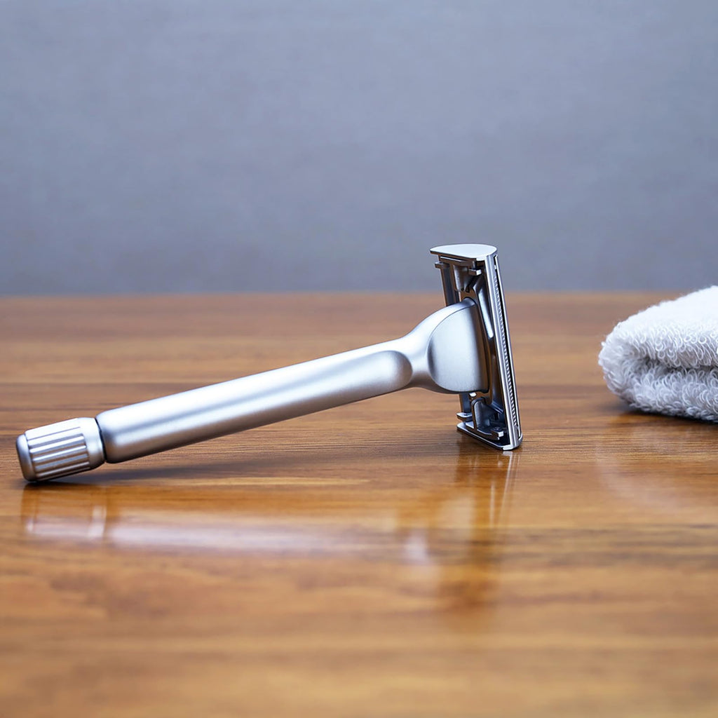 Magyfosia Classic Long Handle Heavy Weight Butterfly Open Double Edge Safety Razor for Men & Women with 10 Stainless Steel Blades,Smooth and Clean Shave Machine,Unique Gifts for Him