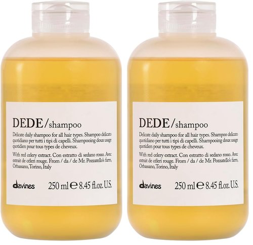 Davines DEDE Shampoo - Gentle Daily Cleanser for Medium & Fine Hair with Red Celery Extract | 8.45 Fl Oz (Pack of 2)