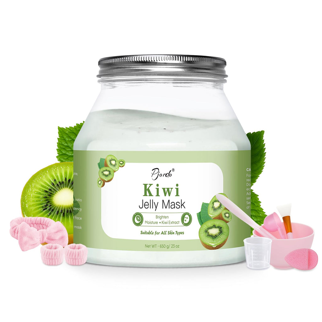 Pjordo Powder Jelly Mask for Facials Professional, Peel Off Facial Mask for Hydrating & Moisturizing, Hydrojelly Mask for Women Men Skin Care, Home DIY Spa Use for All Skin with Kiwi