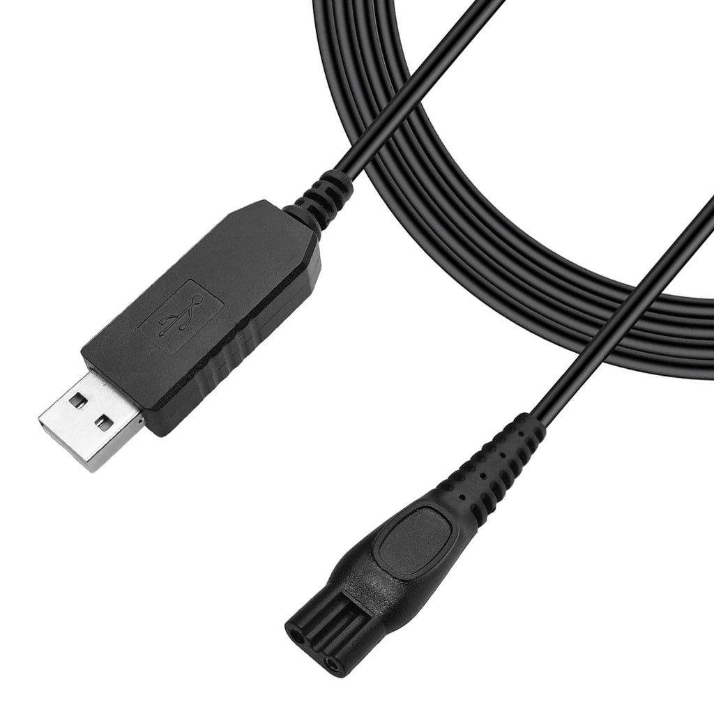 15V for Philips Shaver Charger HQ8505 Cable for Philips Norelco Series 3000,5000,7000,One Blade QP6651 QP6510 QP6520 BT5502 QP6650 QP6620 Beard Trimmer,Electric Razor USB Charging Cord (Black)