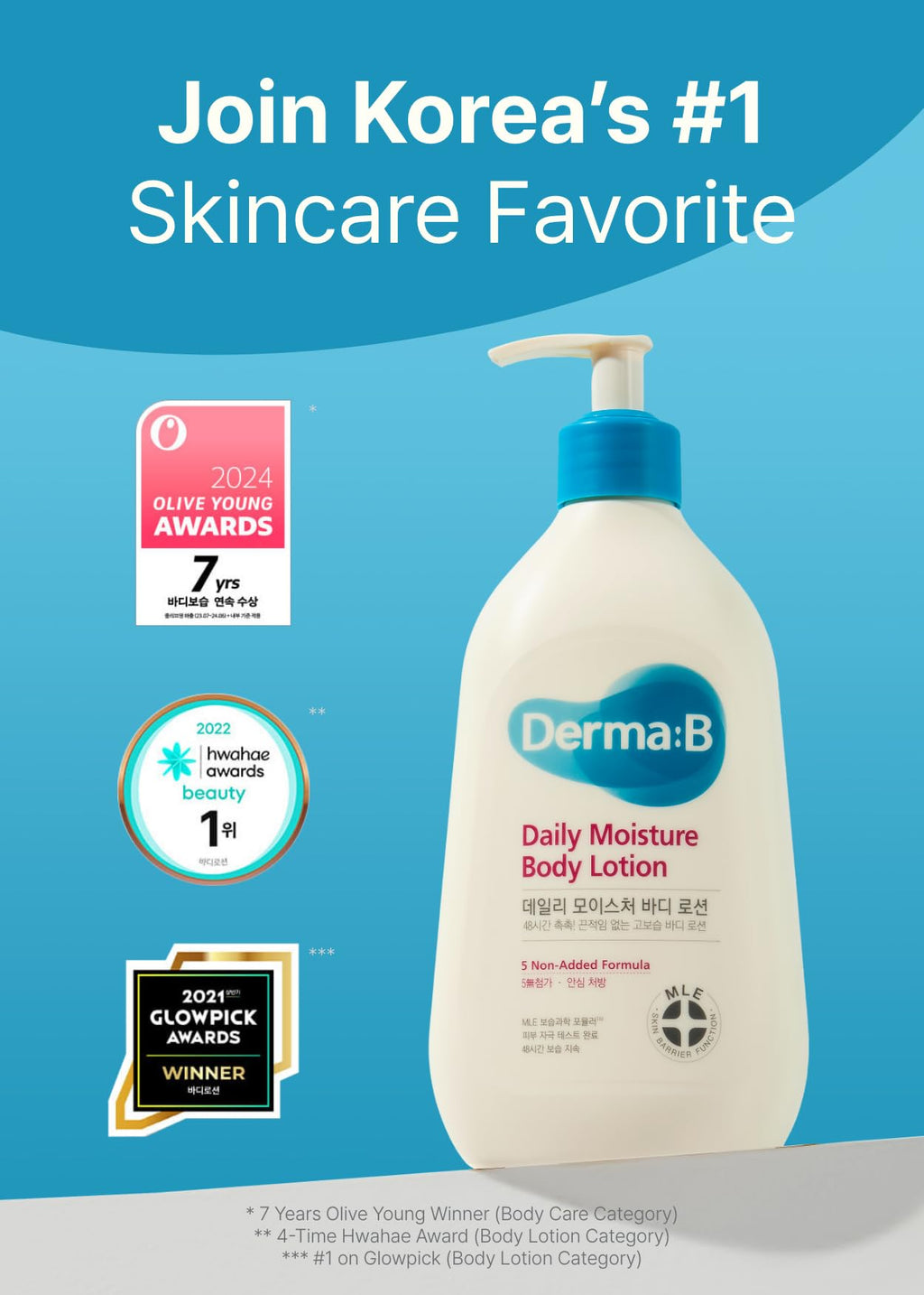 Derma B | Daily Moisture Body Lotion | Body Cream for Dry Skin | Long-Lasting Body Moisturizer for Sensitive Skin | 13.5 fl oz (400ml)