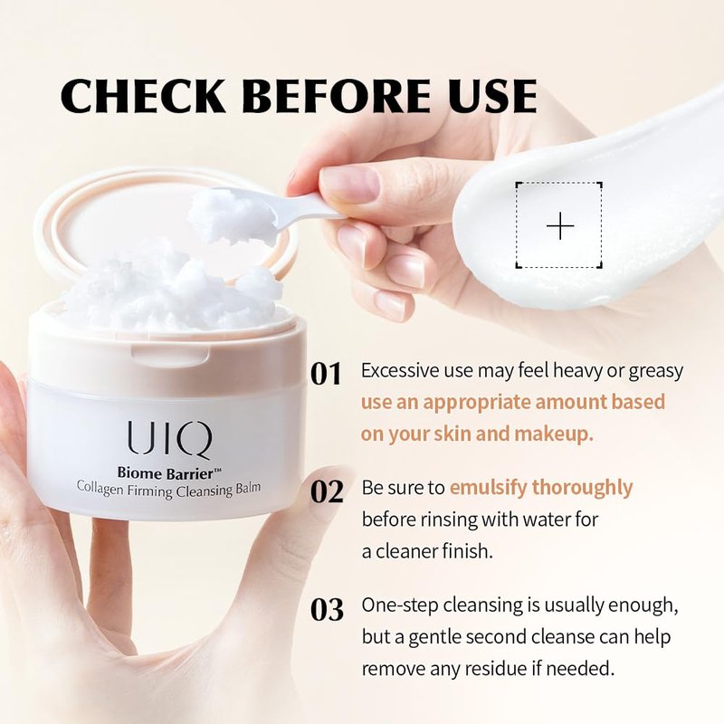 UIQ Biome Barrier Collagen Firming Cleansing Balm – Deep Pore & Makeup Cleansing Balm for Blackheads, Whiteheads, Waterproof Makeup, 3.38 fl oz