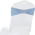 MDS Premium Spandex Chair Sashes - Stretchy Bow Covers with Buckle Slider | 100-Pack in Baby Blue