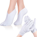 Geyoga Moisturizing Socks and Gloves Set, 6 Pairs Spa Socks and 6 Pairs White Gloves for Dry and Chapped Hands and Feet Skin Care, White Cloth Cotton Spa Set for Men and Women