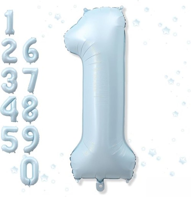 Skiennix Big Number 1 Balloon - Light Matte Sky Blue Foil 40 Inch - Perfect for 1st Birthday & Baby Shower Decor