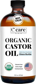 Castor Oil | 100% Pure Organic Cold Pressed | USDA Certified | Hexane Free | 16oz for Hair Growth & Skin Care