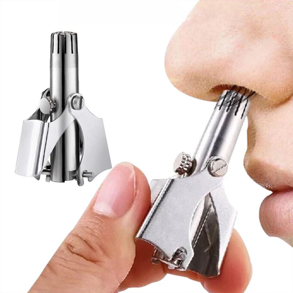 XSZCSDVCS Portable Ear and Nose Hair Trimmer Universal for Men and Women，Stainless Steel Manual，Battery-Free, Washable，Nose Vibrissa Razor Shave Clipper, Silver