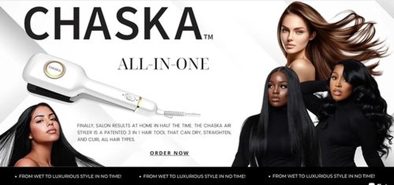 CHASKA Air Styler - Wet to Dry Plasma Hair Straightener with Cool Air Lock for Lasting Style