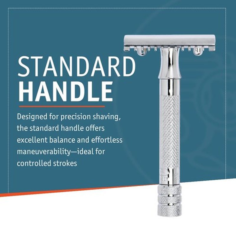 MERKUR 15C Double Edge Safety Razor - Bright Chrome Open Comb Design, Plastic-Free, Made in Germany