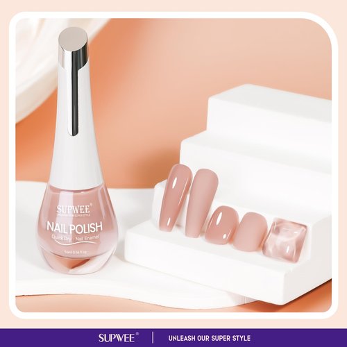 SUPWEE Nude Quick Dry Nail Polish, 16ml Air Fast Dry Regular Nail Polish Lacquer High Glossy Fall Finger Nail Manicure DIY Nail Art Salon Gift for Women Girl