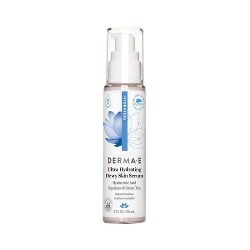 DERMA E Ultra Hydrating Dewy Skin Serum - Moisturizing Anti-Aging Treatment with Squalane & Hyaluronic Acid | 2 FL Oz