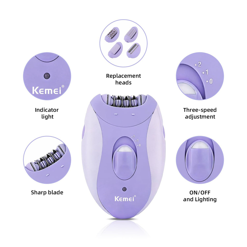 KEMEI 4-in-1 Women's Epilator Hair Remover for Face Legs Arms