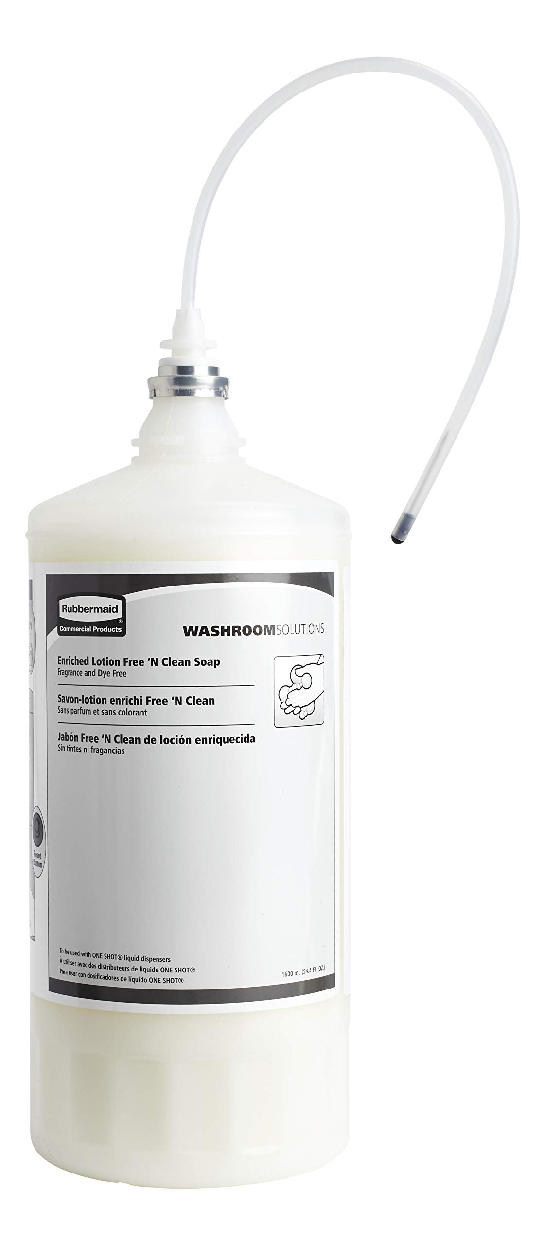 Rubbermaid Commercial Products OneShot Dye & Fragrance Free Lotion Hand Soap Refill, 1600mL, Compatible with RCP's Touchless OneShot Lotion Dispensers, for Restrooms in Offices/Restaurants