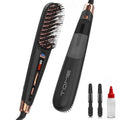 Tome Steam Hair Straightener Brush, 3-in-1 Ionic Straightening Comb with 2 Steam Levels, 3 Heat Settings (356°F–428°F), Dual Voltage 110-240V, Anti-Scald Design for Frizzy & Curly Hair (Black)