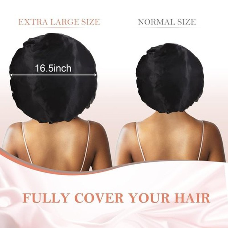 3Pcs Bonnet for Sleeping, Extra Silk Satin Hair Bonnets with Tie Band for Curly Hair Braids