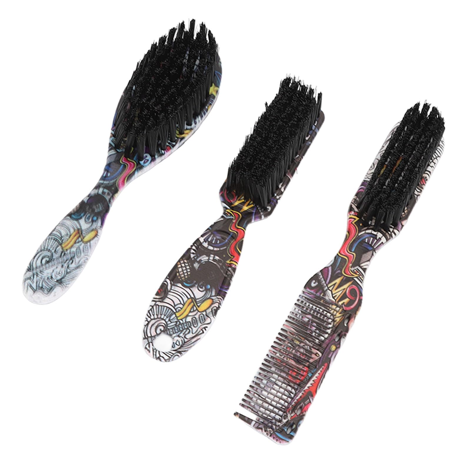 3pcs Men Beard Brush Set 2 in 1 Beard Comb Brush Oil Head Combing Portable Hair Styling Tool