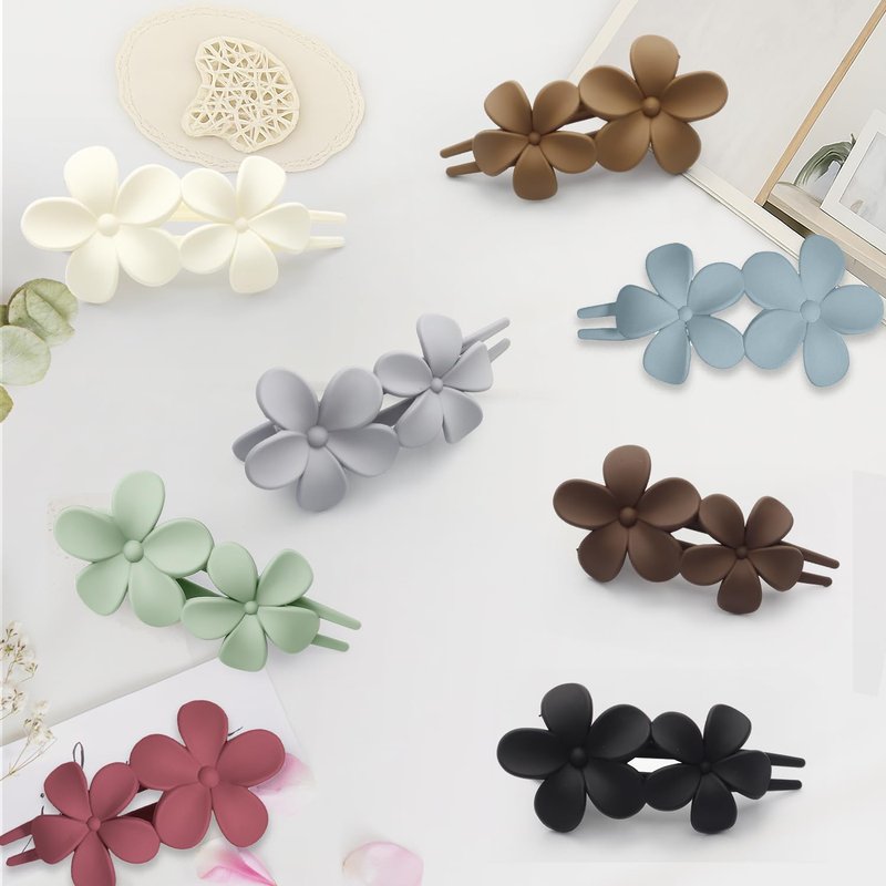 YTQDSS 8PCS Flat Hair Claws Matte Non-Slip Clips for Women, Strong Hold Hair Accessories for All Hair Types, Daily Wedding Party Date Beach Use (Style2(Floral))