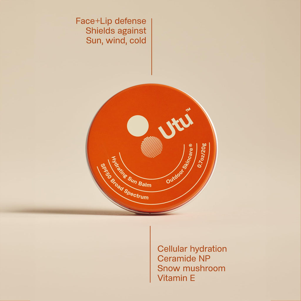 UTU - Hydrating Sun Balm Face & Lip Protector SPF 50 Mineral Sunscreen | Vitamin E, Snow Mushroom + Ceramide NP | Reef Safe, Cruelty Free, Broad Spectrum (20 g | 0.7 oz)