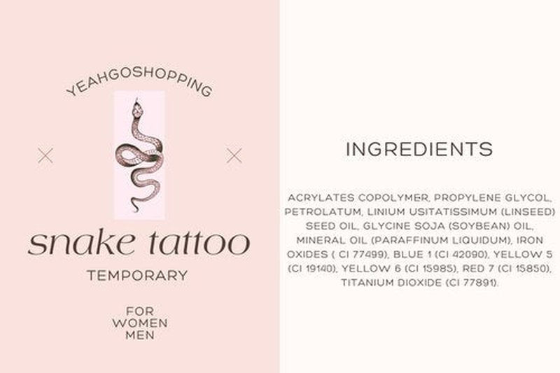 Fashion Realistic Big Size Black Snake Temporary Tattoo Stickers for Women Men Waterproof Fake Tattoo Waist Body Forearm Arm (Pack of 3)