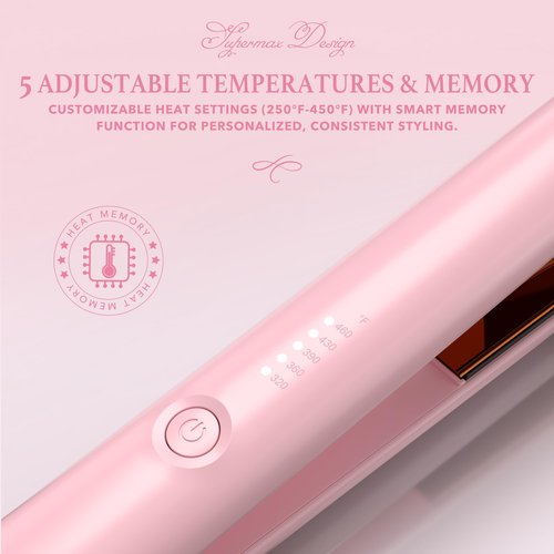 Giacomucci Titanelli 2 in 1 Titanium Hair Straightener and Curler | 100% Pure Ti-Thermal Technology Flat Iron | 1-Inch Professional Styling | Available in Black, Gold, and Pink (Pink)
