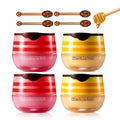 4 Pcs Bee Lip Balm Honey Pot,Honey & Strawberry Lip Mask Propolis Moisturizing Lip Balm. (2Pcs Honey &2Pcs Strawberry)