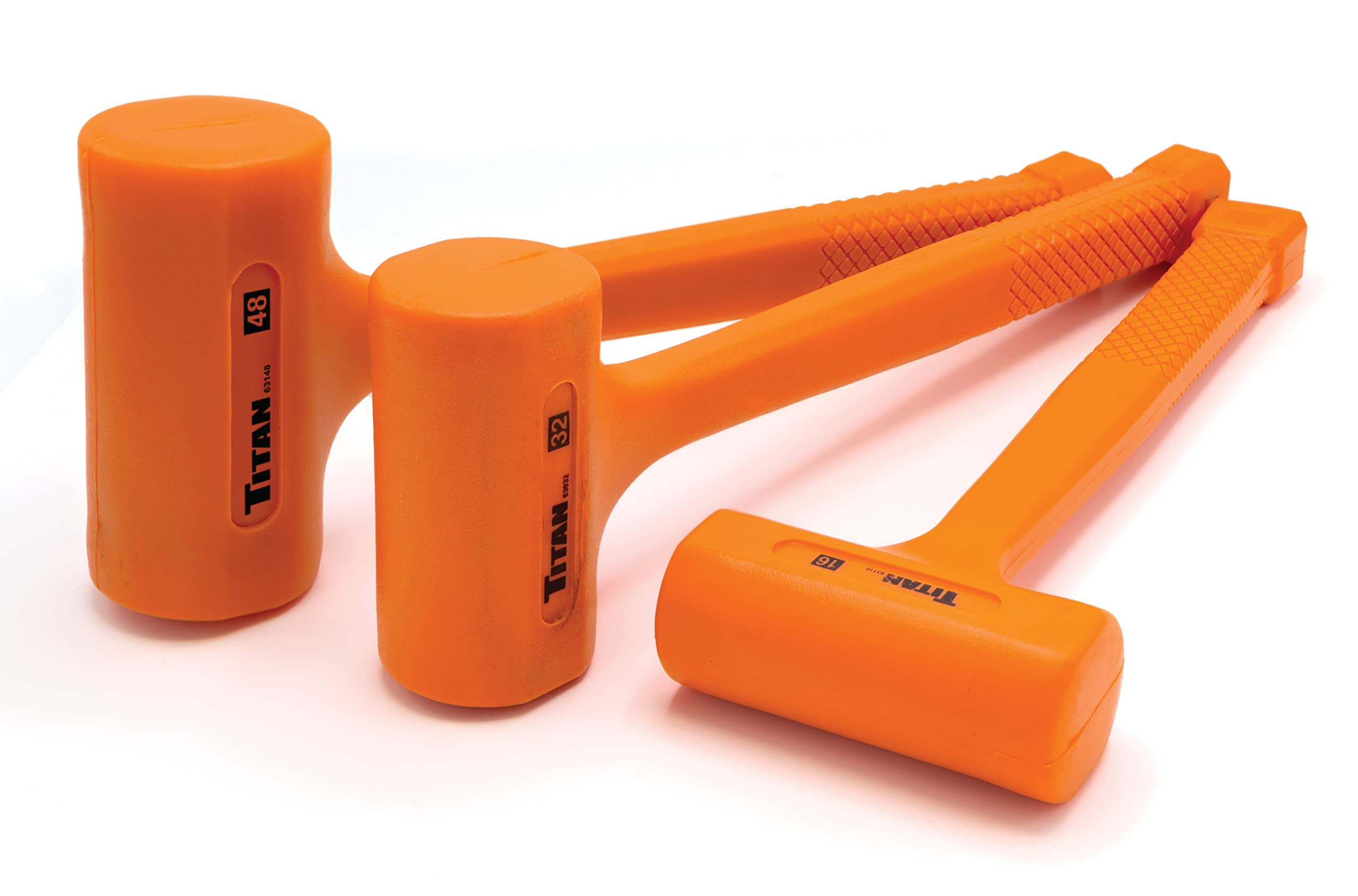 Titan 63143 3-Piece Dead Blow Hammer Set, Includes 1lb, 2lb & 3lb with Non-slip Diamond Textured Handles, Spark & Rebound Resistant